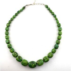 Jay King Green Turquoise Necklace Beads Beaded Matrix Sterling Silver DTR 925